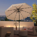 9.3 Feet Solar Patio Umbrella with 24 LED Lights Vented Top and Ruffles-Beige