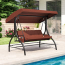 3-Piece Patio Swing with Canopy Removable Cushions and Side Pockets