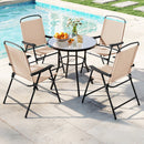 6 Pieces Patio Dining Set with Umbrella with 4 Folding Armchairs