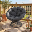 Swivel Papasan Chair Round Wicker Lounge Chair with Thick Cushion