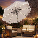 9 FT Outdoor Patio Umbrella with Solar LED Lights and Weighted Base