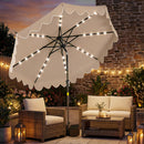 9 FT Outdoor Patio Umbrella with Solar LED Lights and Weighted Base