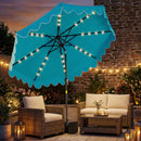 9 FT Outdoor Patio Umbrella with Solar LED Lights and Weighted Base