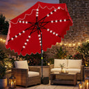 9 FT Outdoor Patio Umbrella with Solar LED Lights and Weighted Base