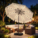 10 FT Outdoor Patio Umbrella with Solar LED Lights and Weighted Base