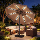10 FT Outdoor Patio Umbrella with Solar LED Lights and Weighted Base