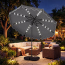 10 FT Outdoor Patio Umbrella with Solar LED Lights and Weighted Base