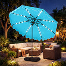 10 FT Outdoor Patio Umbrella with Solar LED Lights and Weighted Base