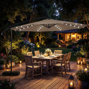 10 FT Solar LED Offset Cantilever Patio Umbrella Hanging Outdoor Market Umbrella