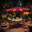 10 FT Solar LED Offset Cantilever Patio Umbrella Hanging Outdoor Market Umbrella