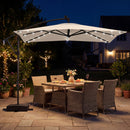 8 x 8 Square FT Solar LED Offset Cantilever Patio Umbrella with 360¬∞ Rotation