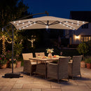 8 x 8 Square FT Solar LED Offset Cantilever Patio Umbrella with 360¬∞ Rotation