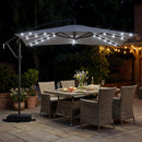 8 x 8 Square FT Solar LED Offset Cantilever Patio Umbrella with 360¬∞ Rotation