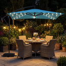 8 x 8 Square FT Solar LED Offset Cantilever Patio Umbrella with 360¬∞ Rotation