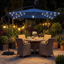 8 x 8 Square FT Solar LED Offset Cantilever Patio Umbrella with 360¬∞ Rotation
