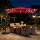 8 x 8 Square FT Solar LED Offset Cantilever Patio Umbrella with 360¬∞ Rotation