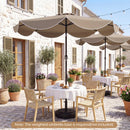 9 FT Scalloped Solar Patio Umbrella Market Table Umbrella with 24 LED Lights