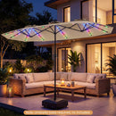 13 FT Double-Sided Patio Umbrella with Color-Changing Flowing Solar LED Lights