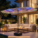 13 FT Double-Sided Patio Umbrella with Color-Changing Flowing Solar LED Lights