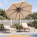 9 FT Solar LED Patio Umbrella Push-Button Tilt and Crank 24 LED Lights and 8 Ribs