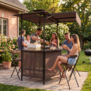 3-Piece Patio Bar Set Outdoor Grill Gazebo and 2 Folding Bar Stools