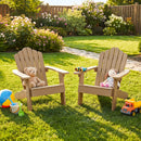 Set of 2 Kids Adirondack Chairs All-weather Outdoor Chairs for Children with Tilted High Backrest
