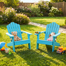 Set of 2 Kids Adirondack Chairs All-weather Outdoor Chairs for Children with Tilted High Backrest