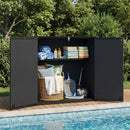 All-Weather Storage Box with Floor and Removable Shelf for Patio and Lawn