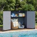 All-Weather Storage Box with Floor and Removable Shelf for Patio and Lawn