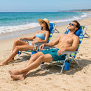 Folding Beach Chair with 7-Position Backrest & Cooler Bag