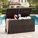120 Gal Outdoor Deck Box with Lid and Handles for Garden Tools
