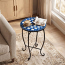 14" Mosaic Patio Accent Table with Metal Frame