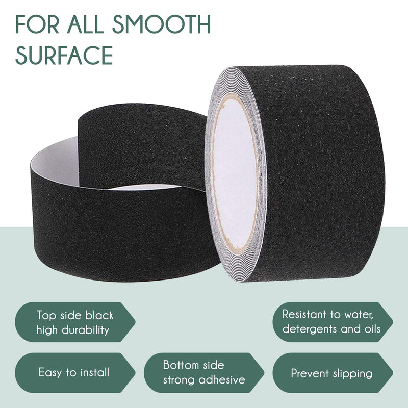 Non-Slip Grip Tape - Waterproof Non-Skid Adhesive Tape For Stairs - 4"X35' Roll, Black