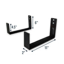 11" x 6" Minimalist Wall Hooks | Large | 2-Pack | Holds 50 lbs
