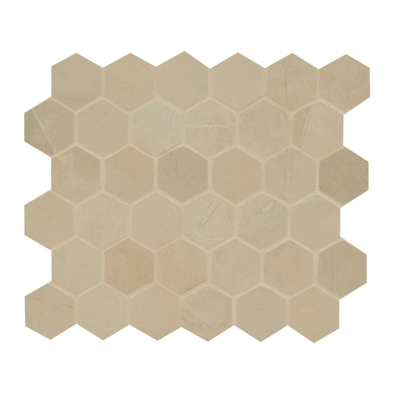 MSI Sande Cream Hexagon Matte Mosaic Porcelain Wall and Floor Tile 2"x2"