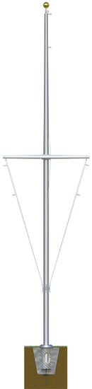 Nautical Aluminum Flagpole with Yardarm - Heavy Duty, Lifetime Warranty - Made in USA