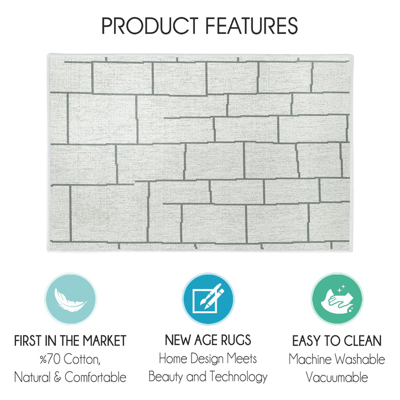 Grid Design Multipurpose Floor Mat | 20"x31" | Ivory