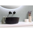 Black Handcrafted Andesite Vessel Sink Tapered Matte 16 Inch