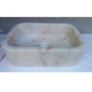 European White Marble Rectangular Farmhouse Sink Semi Polished