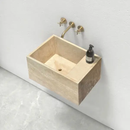 Custom 17x24 Light Beige Travertine Natural Stone Vessel Bathroom Sink