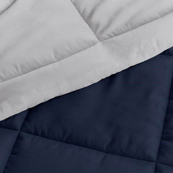 King/Cal King 3-Piece Microfiber Reversible Comforter Set in Navy/Grey, photo 3 of 5