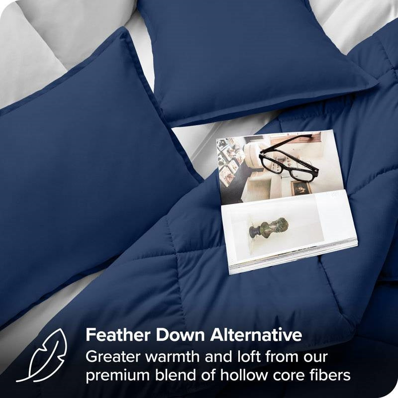 Full/Double size Super Soft Down Alternative Comforter Set in Navy Blue, photo 4 of 5