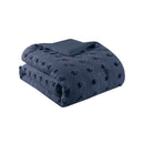 Twin/Twin XL 2 Piece Navy Pompom Microfiber Hypoallergenic Comforter Set