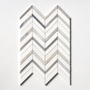 Snow White, Skyline Polished Chevron Fusion Waterjet Marble Mosaic