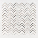 Snow White, Skyline Honed Chevron Fusion Waterjet Marble Mosaic