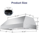 42" Range Hood Insert, 1200 CFM Stainless Steel Ducted Vent Hood Insert with Dimmable LED Lights - NX-19IS-42