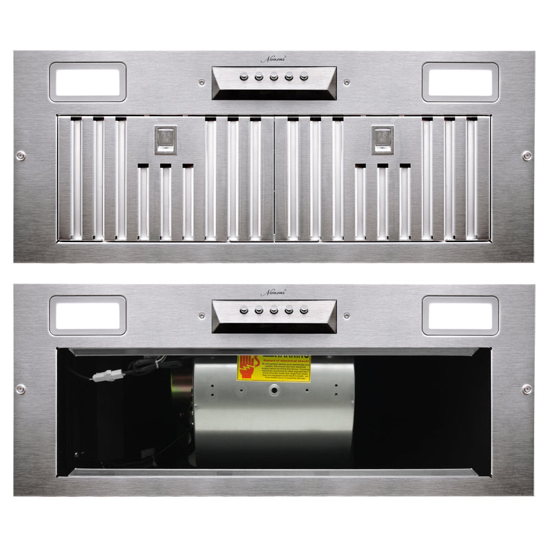 30“ Range Hood Insert, 600 CFM Built-in Stainless Steel Kitchen Hood with LED Lights - NX-HOOD-30
