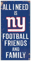New York Giants Football, Friends, & Family Blue Wood Sign by Dynasty Sports & Framing
