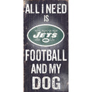 New York Jets Football and My Dog Wooden Sign by Dynasty Sports & Framing