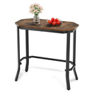 Narrow End Table with Rustic Wood Grain and Stable Steel Frame by LJGDeals